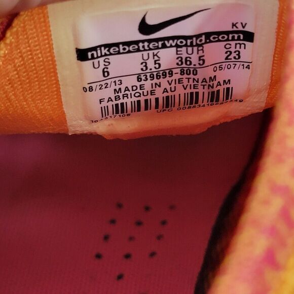 Nike Flyknit Chukka Womens Size 6 Mid Running Shoes Orange 639699-800 Lace‎ Up - Picture 15 of 15